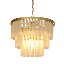 Richards Brushed Brass Glass 3 Tier 4 Light Chandelier